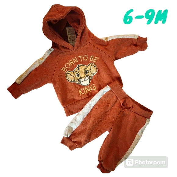 Disney Other - Disney Baby 6-9M Lion King Hoodie Jogger Set Sweatshirt Embroidered Orange